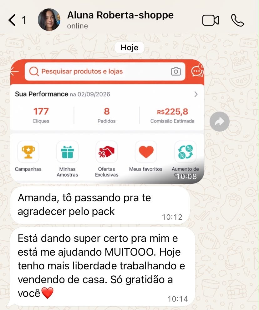 Feedback de aluna que comprou o pack