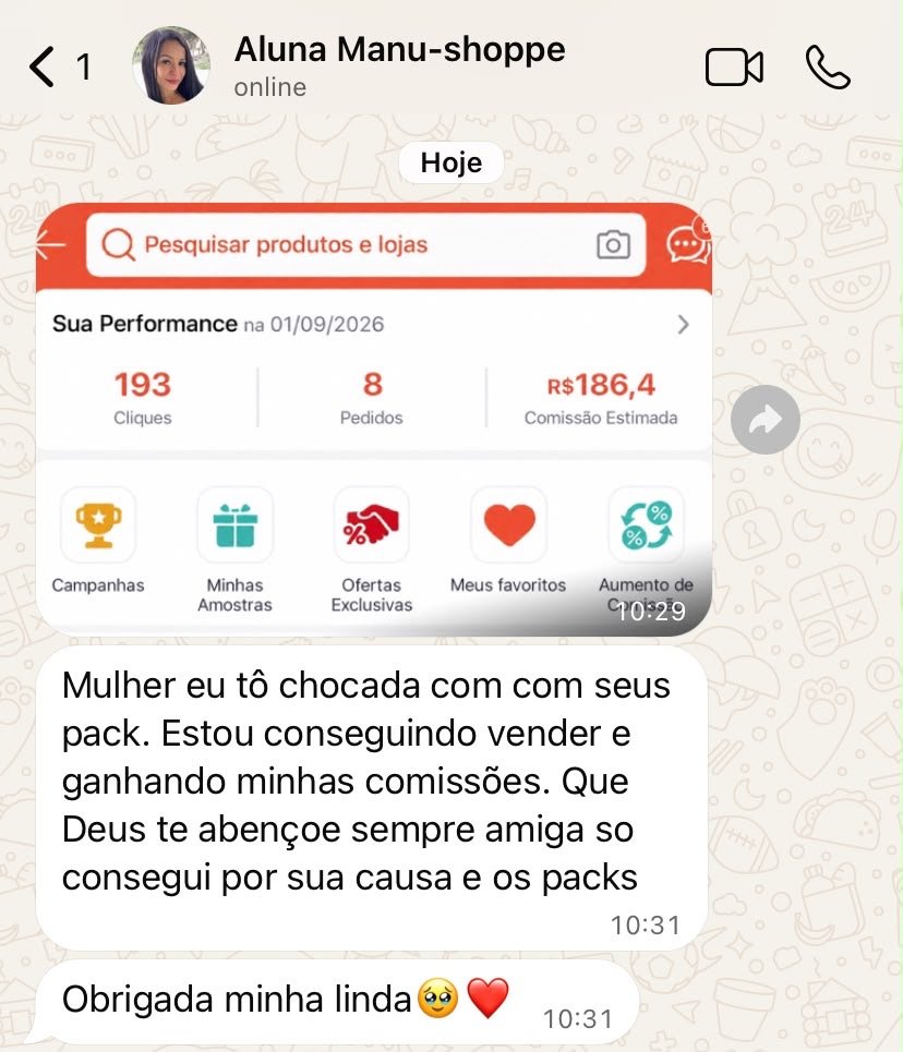 Aluna mostrando resultado com os vídeos